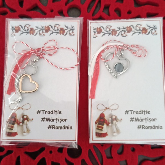 ❤️Martisor / Martenitsa Romanian Traditional Spring Charms Lot of 2 Kitty Heart - Picture 2 of 6